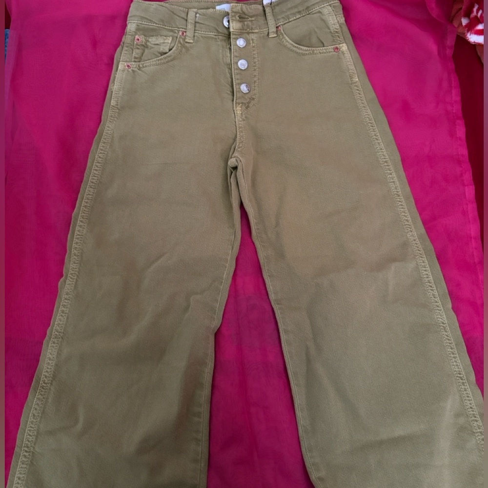 Zara Chartreuse Wide Leg Pants